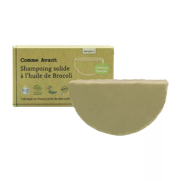 Shampoing solide cheveux colorés ou bouclés à l'huile de brocoli
