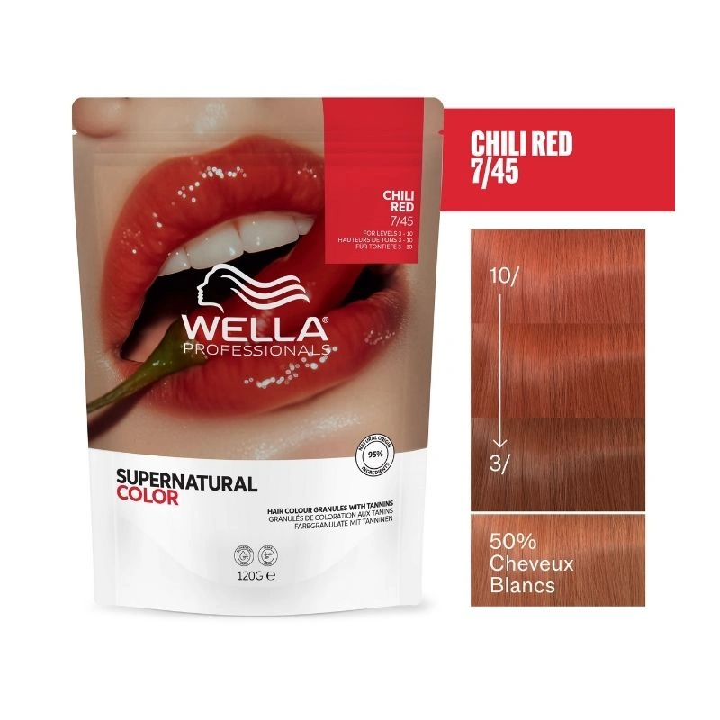Coloration naturelle Supernatural Color Blond Moyen Cuivré Acajou 7/45 Wella 120g – Image 2