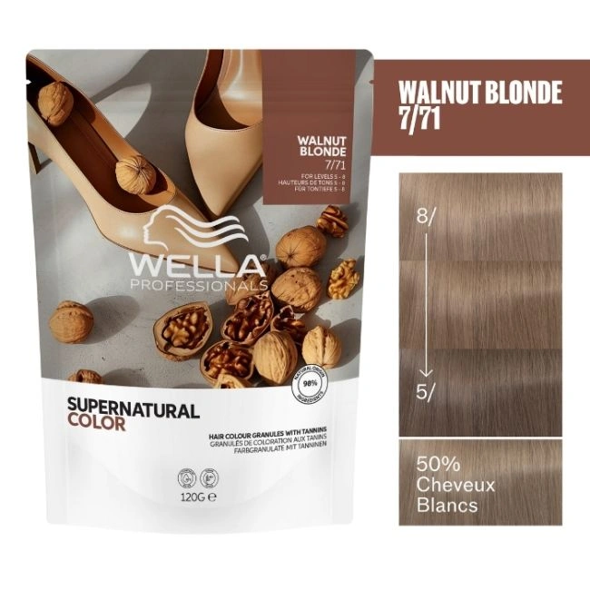 Coloration naturelle Supernatural Color Blond Moyen Marron Cendré 7/71 Wella 120g – Image 2